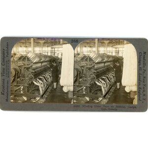 Antique Keystone Stereograph Card 268 Winding Linen Yarn On Bobbins#7